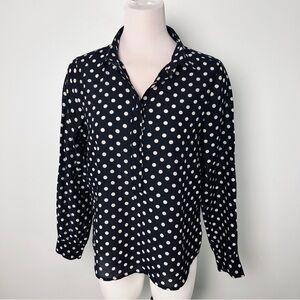 J.Crew Black & White Polka Dot Button-Front Blouse Size M